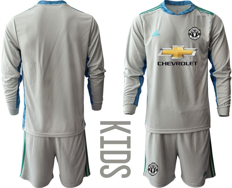 Youth 2020-2021 club Manchester United gray long sleeve goalkeeper Soccer Jerseys->manchester united jersey->Soccer Club Jersey
